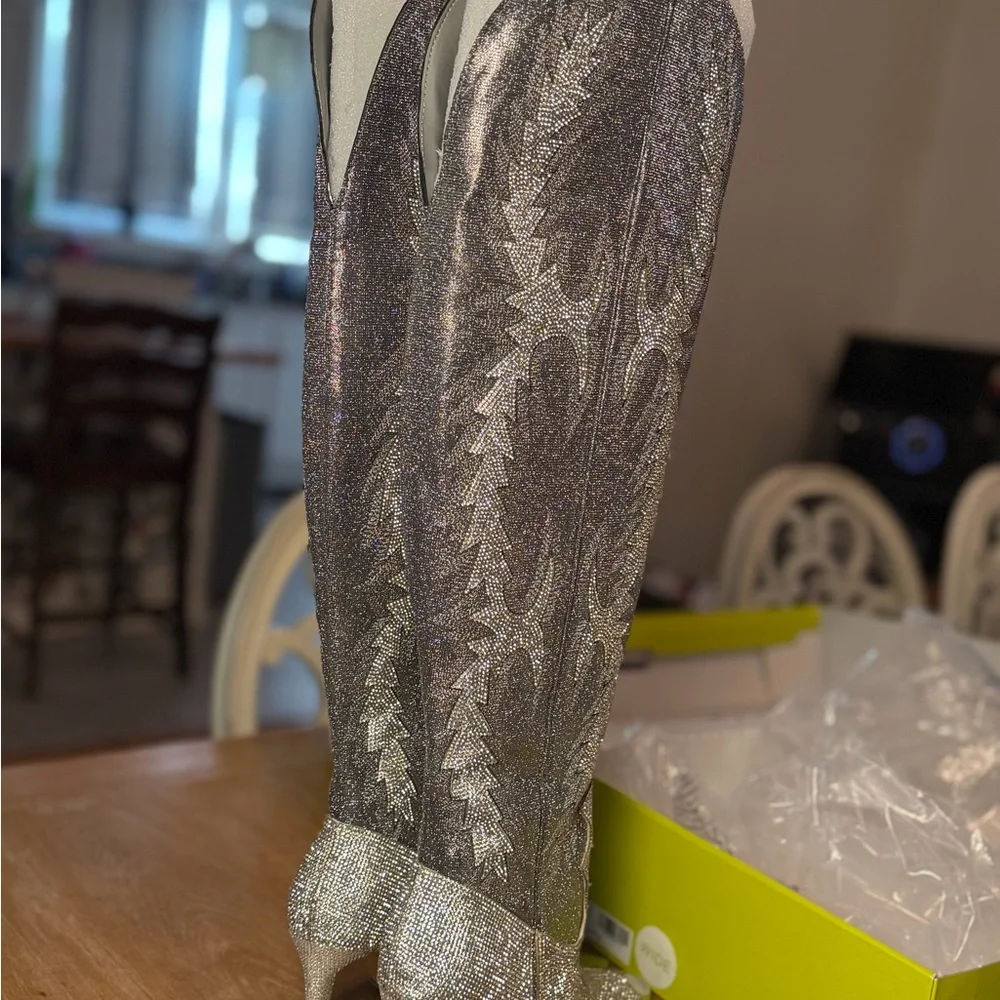 Gianni Bini Katyanna Silver Over-the-Knee Stiletto Boot
